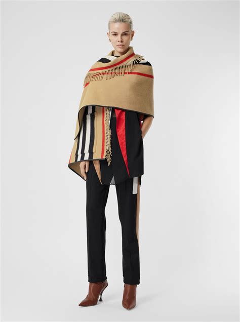 burberry carthew cashmere stripe jacquard cape|Burberry poncho.